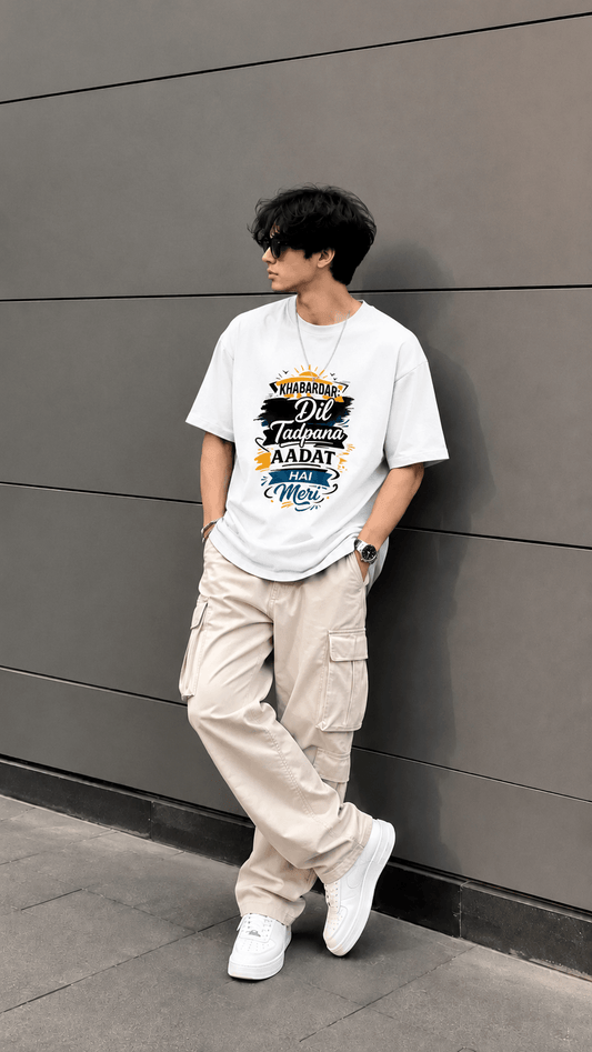 Khabardar Dil Tadpana Aadat Hai Meri | Hinglish Graphic T-Shirt